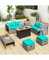 Gouun 9 Pieces Patio Furniture Set with 42 Inches 60000 Btu Fire Pit
