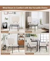 Gouun Upholstered Accent Chair Sherpa Reading Chair with Sponge Padding