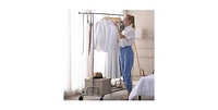 Slickblue Heavy Duty Clothing Garment Rack with Lockable Wheels Sturdy and Secure Storage