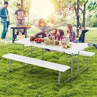 Gouun Folding Picnic Table Set with Metal Frame and All-Weather Hdpe Tabletop