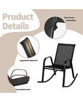 Gouun Set of 2 Metal Patio Rocking Chair with Breathable Seat Fabric