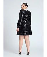 Eloquii Plus Lace Collar Sequin Mini Dress