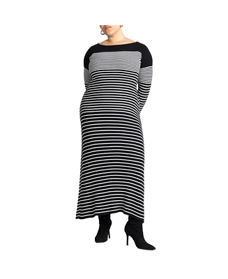 Eloquii Women's Plus Size Striped Sweater Dress