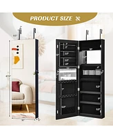 Gouun Lockable Storage Jewelry Cabinet with Frameless Mirror