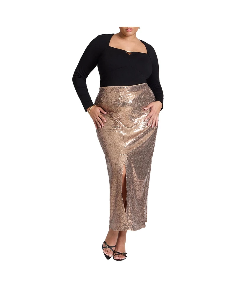 Eloquii Plus Sequin Shimmer Maxi Skirt With Slit