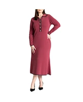 Eloquii Plus Size Ribbed Sweater Dress With Collar