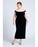 Eloquii Plus Velvet Off The Shoulder Dress