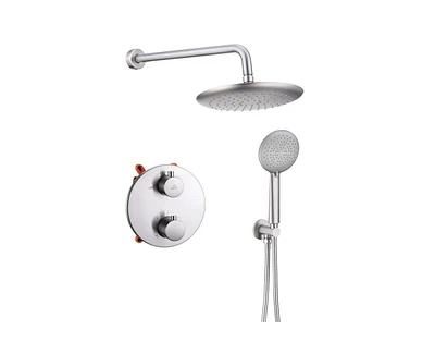 Casainc 2 Functions Walk-in Thermostatic Shower System with Rough-in Valve