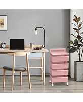 4 Tier Metal Utility Cart with Lockable Wheels, Rotating Shelf Household Organization Rack Corner