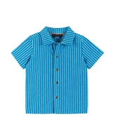 Andy & Evan Baby Boys Aqua Stripe Matching Terry Set