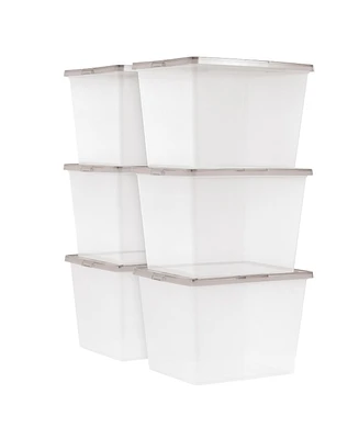Iris Usa 36 Quart Snap Top Plastic Storage Bin, 6 Pack