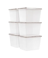 Iris Usa 36 Quart Snap Top Plastic Storage Bin, 6 Pack