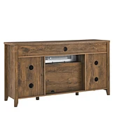 Mondawe 55 Inch Tv Media Stand With Electric Fireplace Kd Inserts Heater,Reclaimed Barnwood Color