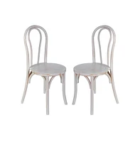 Merrick Lane Lowry Set Of 2 Thonet Style Stackable Solid Wood Dining Chairs
