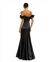 Mac Duggal Women's Satin Ruffle Off the Shoulder Mermaid Gown