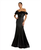 Mac Duggal Women's Satin Ruffle Off the Shoulder Mermaid Gown