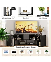 Gouun 3 Pieces Adjustable Tv Stand for TVs up to 65 Inch with Shelves-Mixed