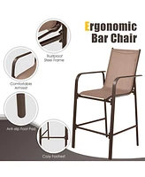 Gouun 3 Pieces Outdoor Patio Bar Table Stool Set