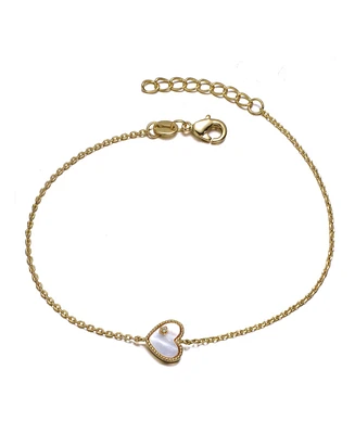 GiGiGirl Dainty 14k Gold Plated Heart Chain Charm Bracelet