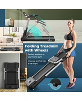 Gymax 2.25HP Folding Led Treadmill Electric Running Walking Machine w/ App Control Gym