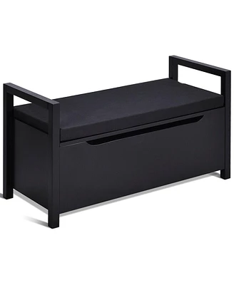 Gouun 34.5 ×15.5 ×19.5 Inch Shoe Storage Bench with Cushion Seat for Entryway