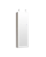 Gouun Mirrored Jewelry Armoire with Full Length Mirror and 2 Internal Led Lights