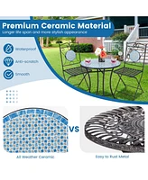 Gouun 3 Pieces Patio Bistro Set Outdoor Furniture Mosaic Table Chairs