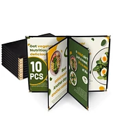 WeChef 10 Pack Restaurant Menu Covers 8.5" x 14" Book Style 4 Pages 6 Views Cafe