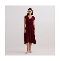 Reistor Women's Deep V-neck Gathered Dress