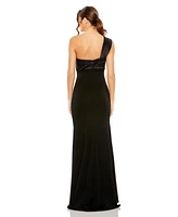 Mac Duggal Women's One Shoulder Draped Trumpet Gown