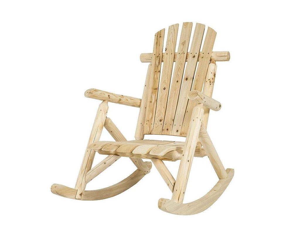 Slickblue Outdoor Wooden Log Rocking Chair - Adirondack Style