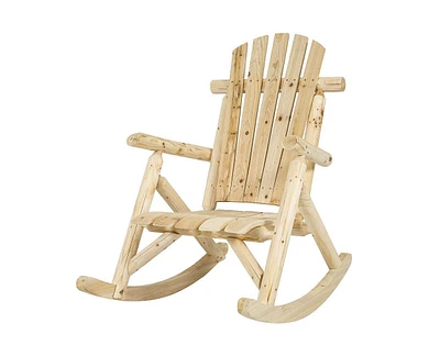 Slickblue Outdoor Wooden Log Rocking Chair - Adirondack Style