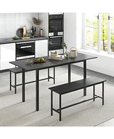 Gouun 3 Piece Dining Table Set for 4-6 with 2 Benches