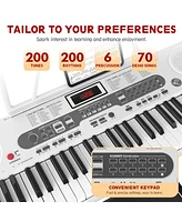 Sugift White 61 Keys Keyboard Piano, Electric Digital Piano Set with Stand, Bench, Headphones, Built-in Speakers