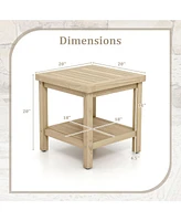 Gouun 2-Tier Outdoor Side Table with Shelf for Porch Deck Garden