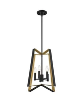 Possini Euro Design Clara 16" Modern Pendant Chandelier Ceiling Light Fixture Dining Room Over Table Kitchen Island Foyer Hanging 4-Light Black Gold F