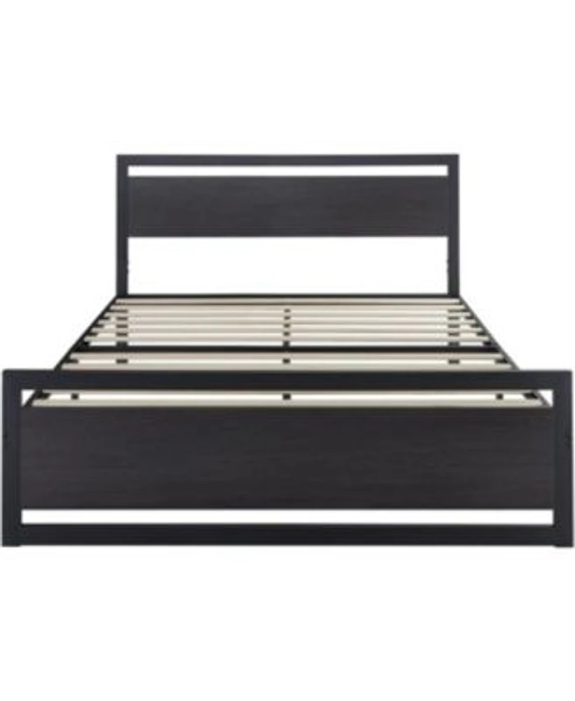 Slickblue Metal Platform Bed Frame with Wood Panel Headboard Footboard