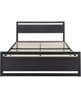 Slickblue Metal Platform Bed Frame with Wood Panel Headboard Footboard