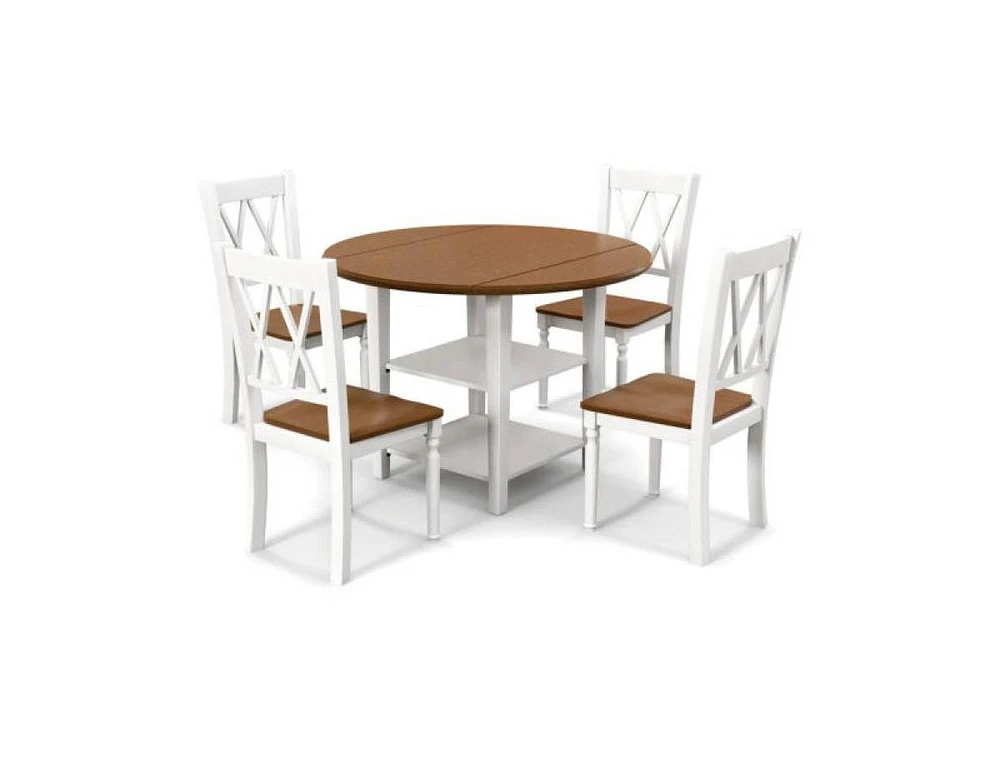 Slickblue Round Drop Leaf Dining Table Set with 4 Chairs for Space-Saving and Stylish Dining