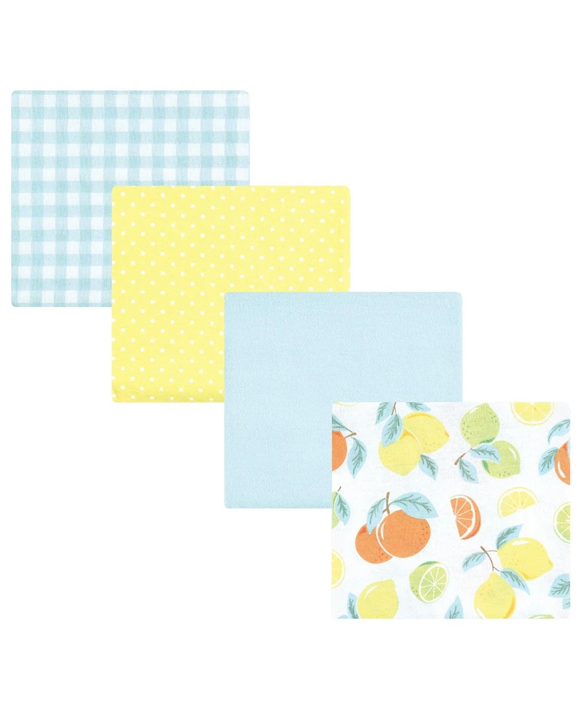 Hudson Baby Infant Girl Cotton Poly Flannel Receiving Blankets, Citrus Mint, One Size