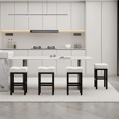 Dyhome Counter Height Bar Stools Set of 4, 27 Inches Modern Kitchen Bar Stools, Metal Legs Backless Saddle Stool Chair for Kitchen Island, Dining Room