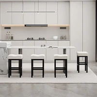 Dyhome Counter Height Bar Stools Set of 4, 27 Inches Modern Kitchen Bar Stools, Metal Legs Backless Saddle Stool Chair for Kitchen Island, Dining Room
