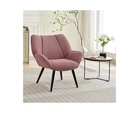 gaomon Modern Accent Chair with Wingback, Corduroy Living Room Armchair for Bedroom, Modern Accent Armchair Comfy Reading Chair for Waiting Room, Pink