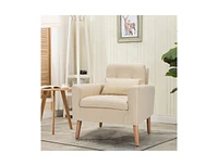 Slickblue Linen Mid-Century Modern Accent Chair with Pillow Stylish Living Room Seating