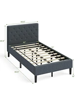 Gouun Upholstered Bed Base with Button Stitched Headboard