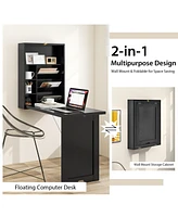 Gouun Wall Mounted Fold-Out Convertible Floating Desk Space Saver