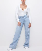 Good American Women's Skate High-Rise Wide-Leg Jeans