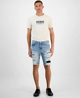 Guess Men's Logan Slim-Fit Destroyed Denim Shorts