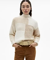 Mango Women's Perkins-Neck Patchwork Sweater