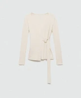 Mango Women's Buckle Detail Ribbed Cardigan